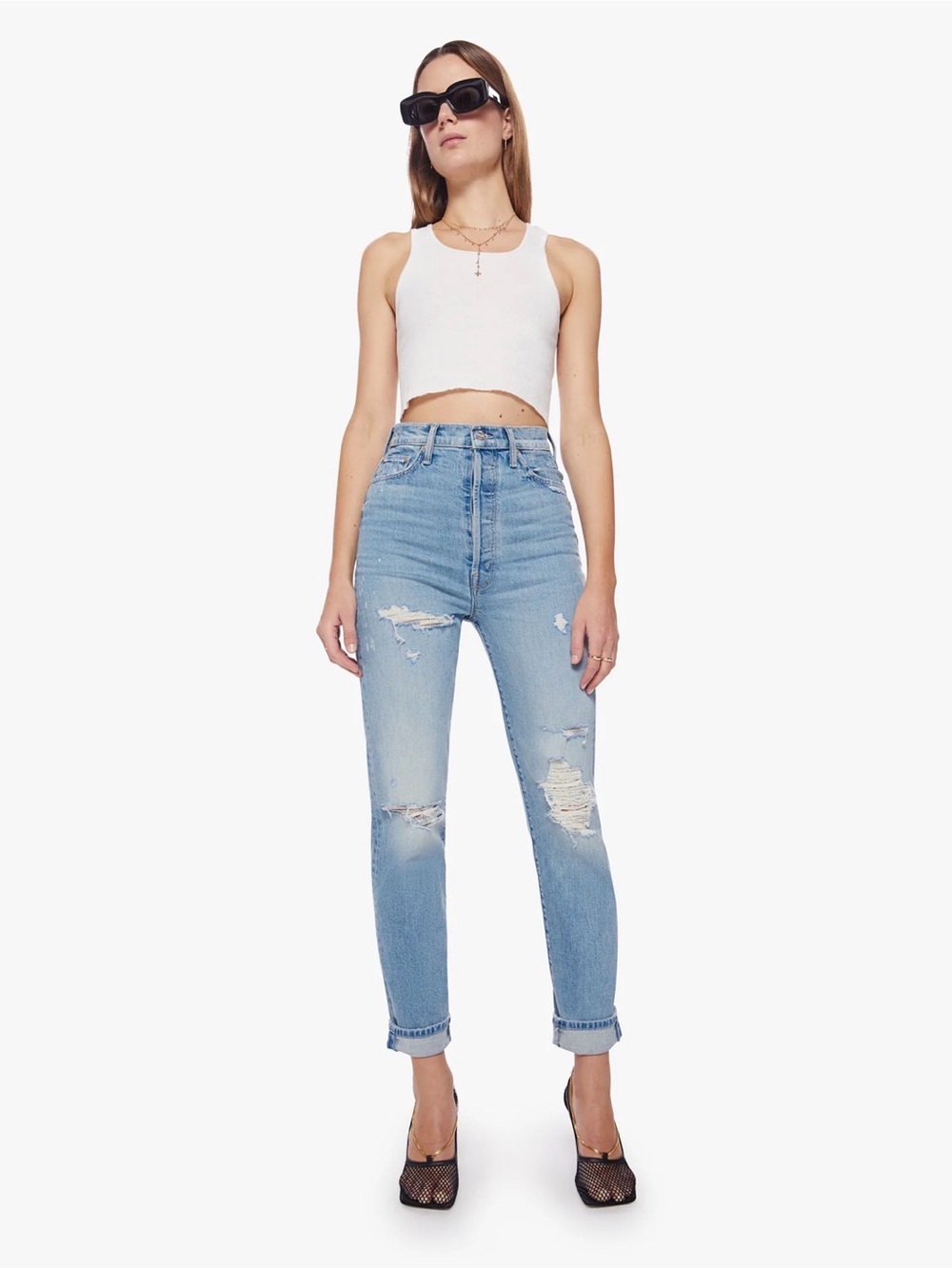 MOTHER SUPERIOR The Tune Up Hover cuff GTFO Wash Gold Label Jeans 27
